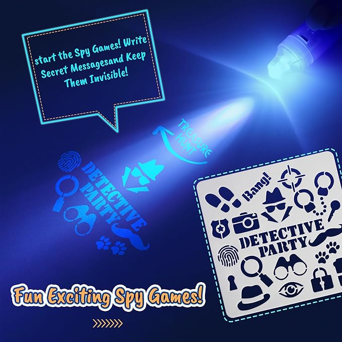 Invisible Ink Pen 24Pcs+ Notebooks, Spy Pens with UV Light, Magic Marker, Classroom Prize, Birthday Party Favors for Kids 8-12, Kids Stocking Stuffers-BubblyBeeBaby