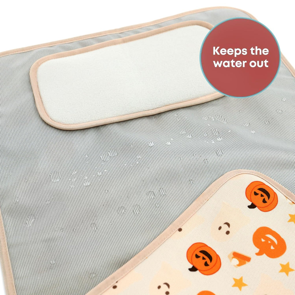 HAMUR HOME Portable Baby Changing Pad – Waterproof, Foldable & Lightweight Travel Mat – Soft & Machine Washable Diaper Changer – Compact & Durable(Halloween)