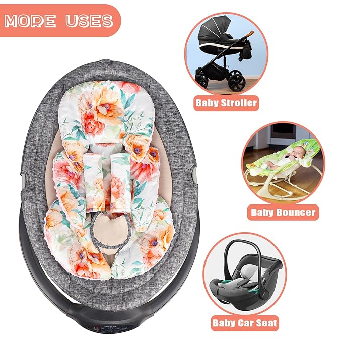 GFU Infant Stroller mat, Fits for Stroller, Swing, Flowers-BubblyBeeBaby