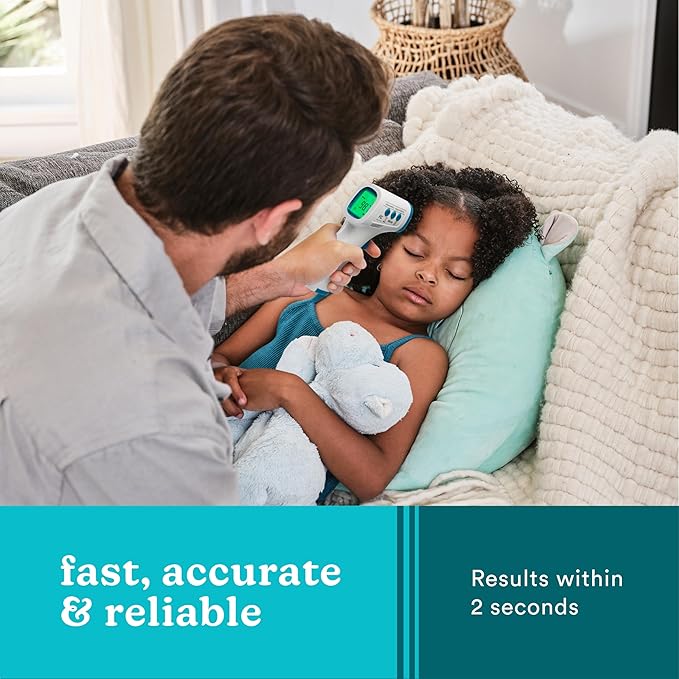 HoMedics Non-Contact Infrared Forehead Thermometer, Clinically Proven Fast Accurate Results, High-Fever Alert with 4-in-1 Readings-BubblyBeeBaby