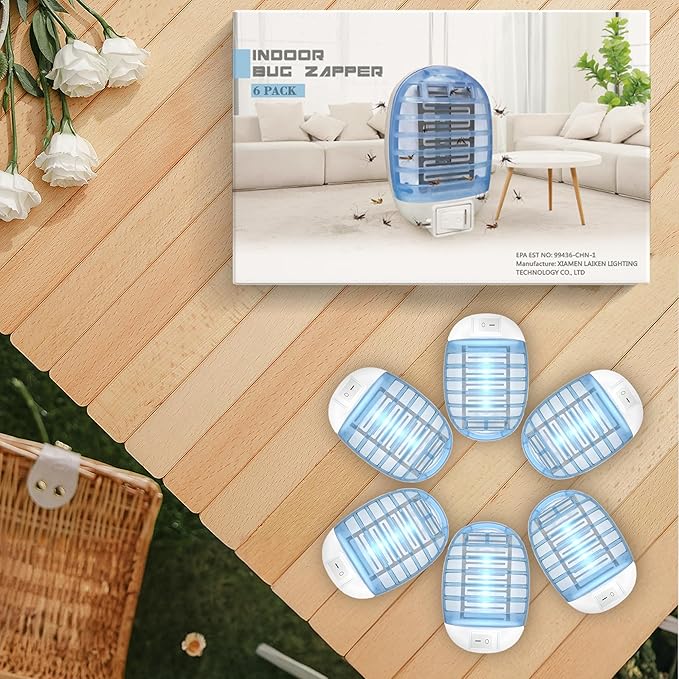 Indoor Bug Zappers, Fly Traps for Indoors, Insect Traps for Home Mosquito Killer for Kids & Pets, Home, Kitchen, Bedroom, Baby Room, Office (6 Packs)-BubblyBeeBaby