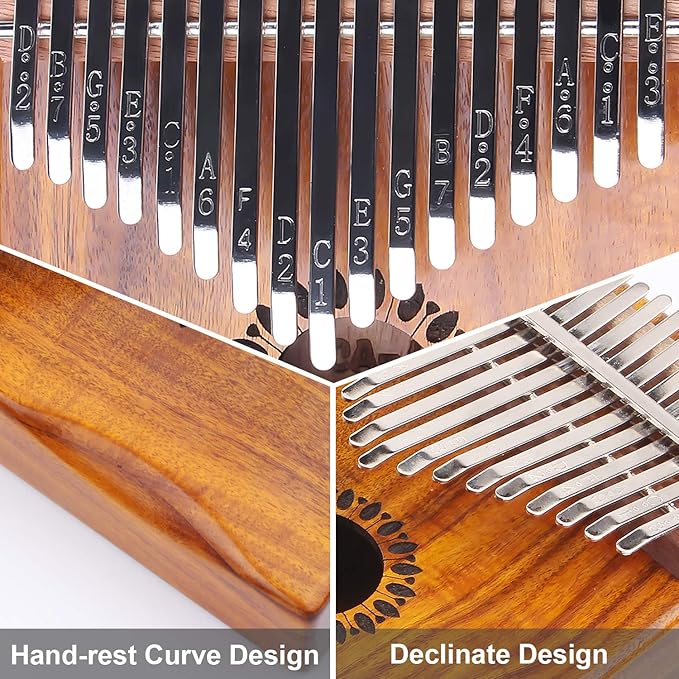 Kalimba Thumb Piano 17 Keys, Portable Mbira Finger Piano Gifts for Kids and Adults Beginners Wood-BubblyBeeBaby