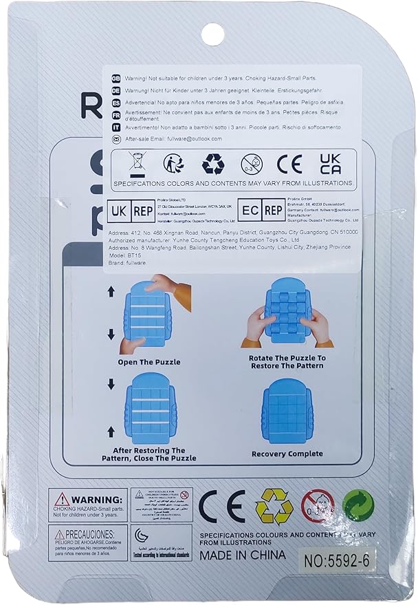 16-Piece Rotating Puzzles for Kids 4-6, Toddlers Puzzles 2-4, Road Trip, Airplane Activities Game, Travel Toys - Brain Teaser, Fine Motor Skills - Birthday Gifts Boys & Girls - Animals-BubblyBeeBaby