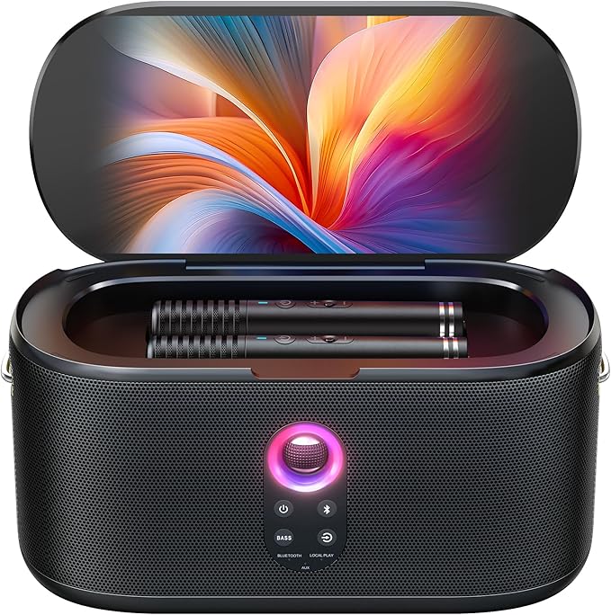 Karaoke Machine for Adults, with Lyrics Display, Karaoke System for YouTube, 280W Speaker, Autotune & EQ, Connect to TV, Portable PA System with 2 Wireless Microphones for Home Outdoor Party-BubblyBeeBaby