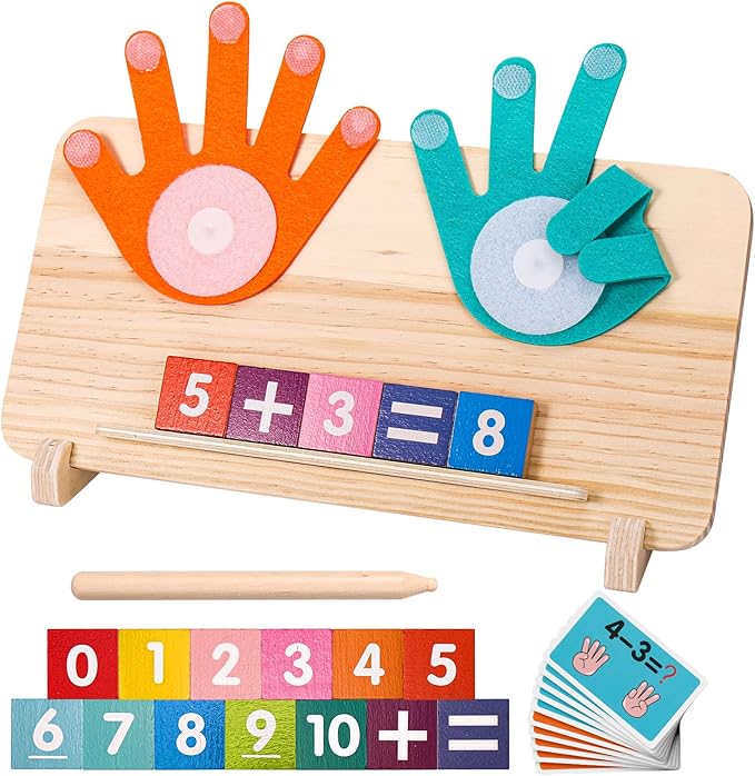 2 in 1 Math Toy for Toddlers 3 4 5 6 7,Addition and Subtraction Math Games for Kids 5-7,Math Manipulatives Kindergarten Preschool Classroom Must Haves Educational Number Blocks Learning Toys-BubblyBeeBaby