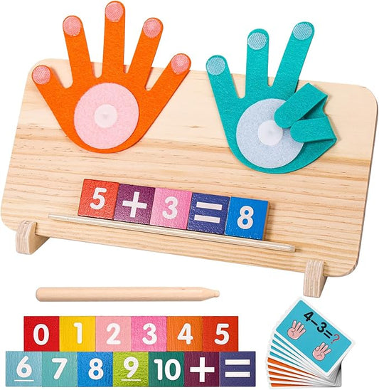 2 in 1 Math Toy for Toddlers 3 4 5 6 7,Addition and Subtraction Math Games for Kids 5-7,Math Manipulatives Kindergarten Preschool Classroom Must Haves Educational Number Blocks Learning Toys-BubblyBeeBaby