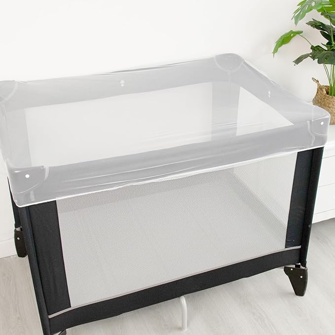 2 Pack Baby Mosquito Net for Stroller, Playard & Bassinet, Reusable Bug Net for Cradles, Carrier, Pack and Plays and Portable Mini Crib, Baby Playpen Mosquito Net Cover, White-BubblyBeeBaby