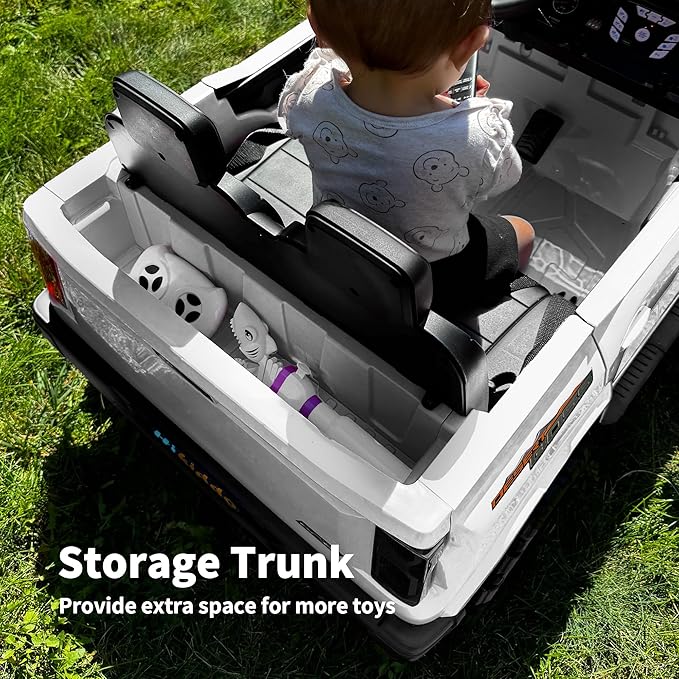 24V 10Ah Ride on Toy for Big Kids, 4WD 2 Seater Electric SUV Kids Car to Drive w/Remote Control, 4x200W Motors - White-BubblyBeeBaby