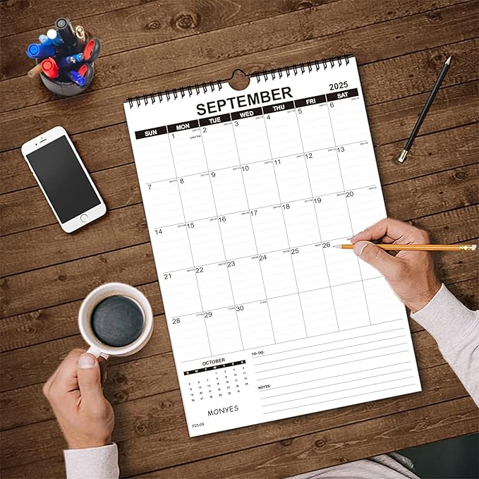 2025-2026 Wall Calendar, 17" x 12" Academic Calendar, Monthly Calendar with Wire Binding & Hanging Hook, Large Wall Calendar, Desk Calendar-BubblyBeeBaby