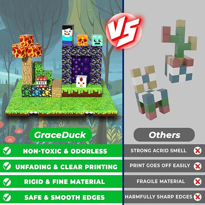 150 PCS Magnetic Blocks - Magnetic Building Block with 6 Baseplate, Stacking Magnets for Kids, Sensory Toy for Toddlers STEM Learning, Birthday Gifts for 3+ Years Old Boys Girls-BubblyBeeBaby