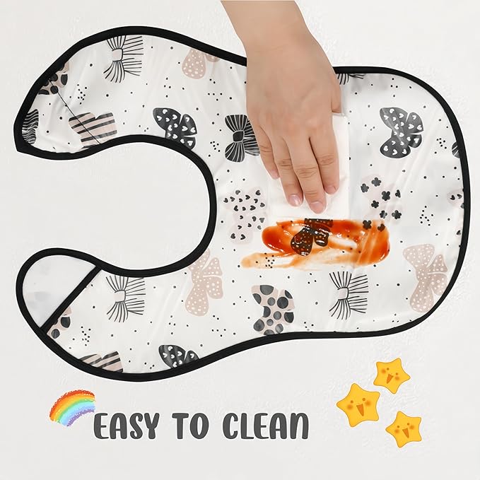 Baby bibs Waterproof Toddler bib - Feeding bib with Pocket for Infant Boy Girl Washable 6-36M-BubblyBeeBaby