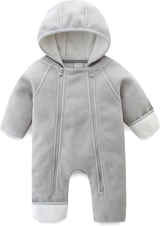 Newborn Baby Fleece Jumpsuit Girls Boys Winter Hooded Coverall Romper Cute Baby Snowsuit Clothes-BubblyBeeBaby
