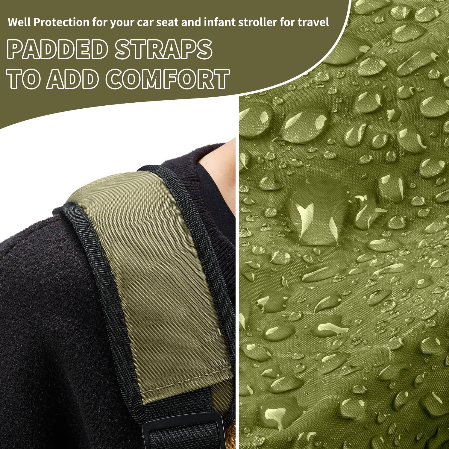 MOYAQI Stroller Travel Bag for Airplane, Gate Check Bag Backpack with Durable Nylon,Adjustable Carry Straps,Infant Carriers & Booster Seats (Olive Green)