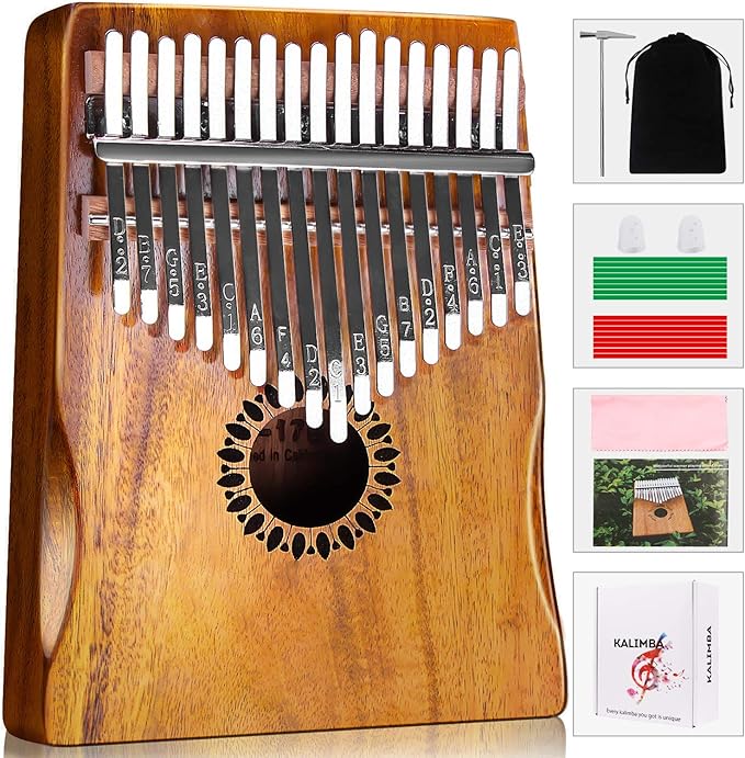 Kalimba Thumb Piano 17 Keys, Portable Mbira Finger Piano Gifts for Kids and Adults Beginners Wood-BubblyBeeBaby