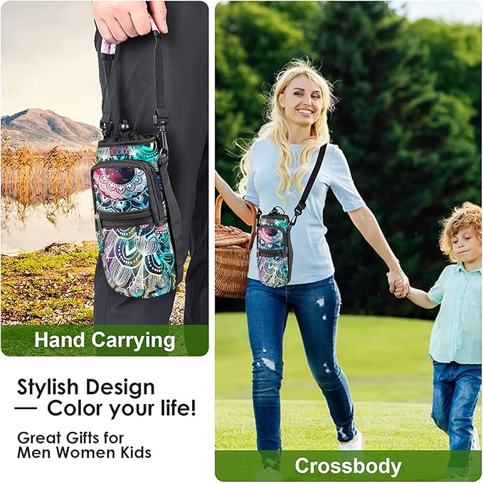 icolor Water Bottle Carrier Bag with Strap 25/32/40 oz Crossbody Bottle Holder with Phone Pocket Sling Sleeve Insulated Neoprene Water Bottle Pouch for Walking Travelling-BubblyBeeBaby