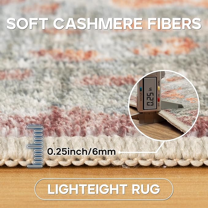 10x14 Area Rugs Large Living Room Rug Washable: Modern Abstract Rug Indoor Modern Carpet Non Slip for Dining Room Bedroom Nursery Home Office Red Brown-BubblyBeeBaby