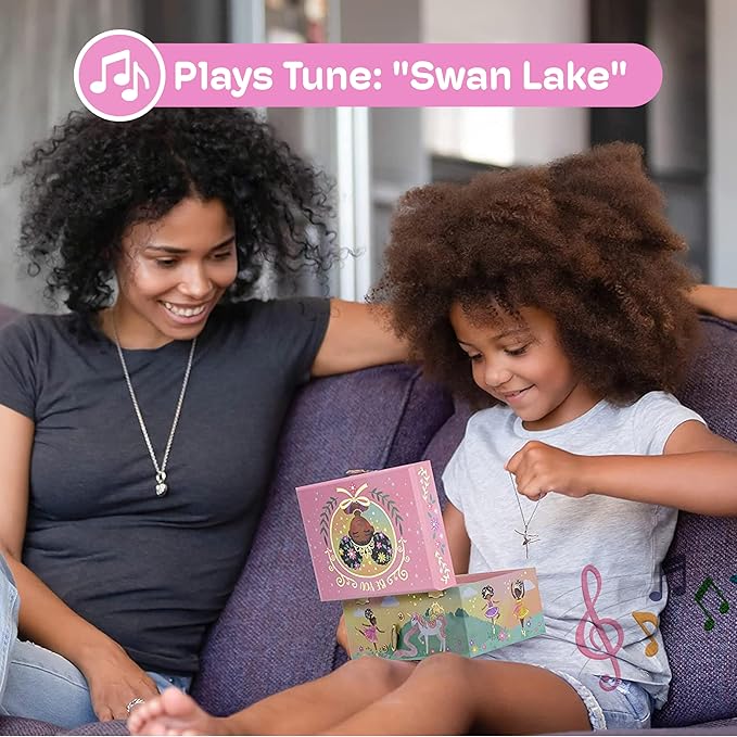 Jewelkeeper Jewelry Box for Girls - Black Ballerina Doll & Music Box - Swan Lake Tune - Jewelry Organizer - 6x5x4-Inch-BubblyBeeBaby