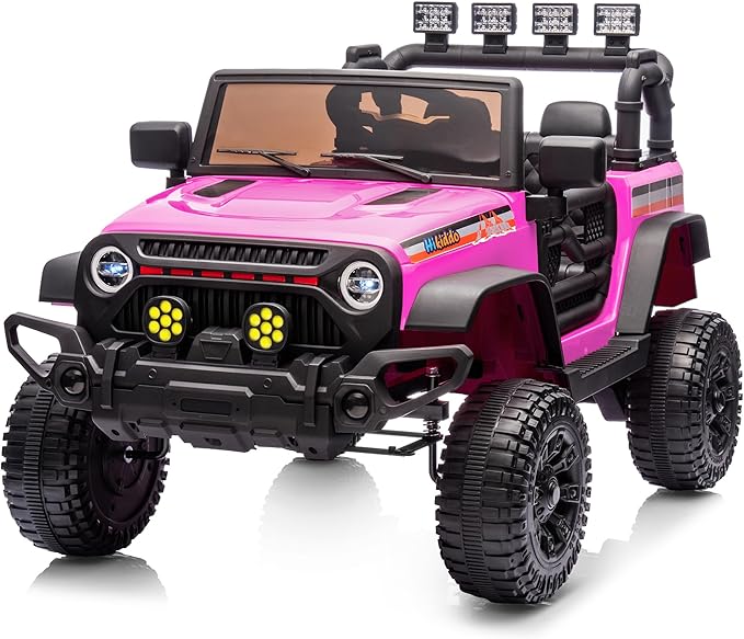 12V Kids Ride on Car Truck, Kids Electric Vehicles Car Ride on Toy for Toddlers w/Remote Control - Pink-BubblyBeeBaby