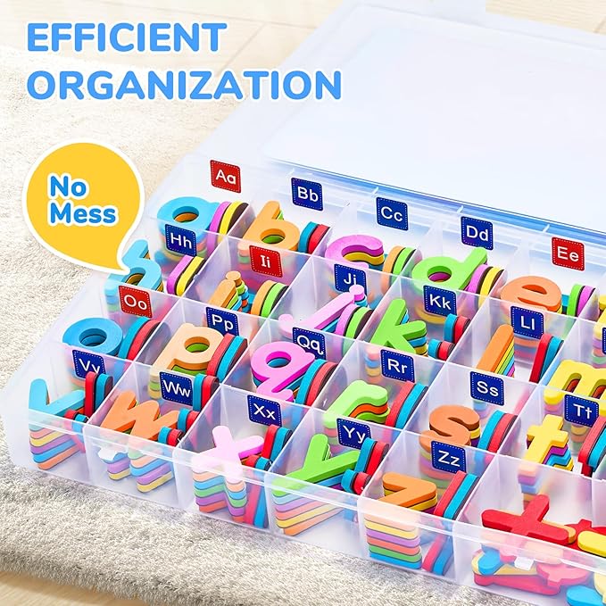 JoyCat Classroom Magnetic Letters Kit 248 Pcs with Double-Side 3D Foldable Magnetic Board - Foam Alphabet Letters&Numbers for Kids Spelling and Learning, Letter Board Tabletop Easel-BubblyBeeBaby