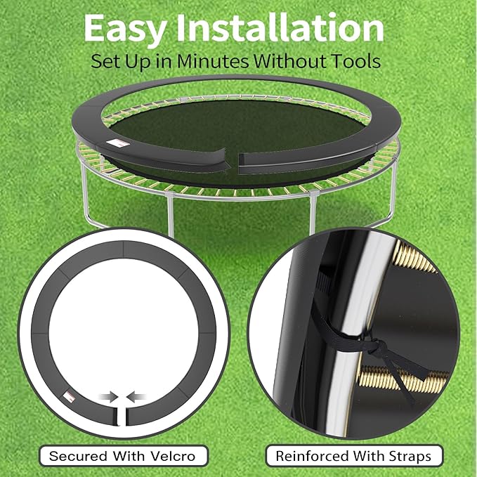 16FT/15FT/14FT/12FT/10FT Trampoline Safety Pad Replacement, Round Trampoline Spring Protection Cover, Fits 16FT/15FT/14FT/12FT/10FT Frames, Water-Resistant Trampoline Accessories-BubblyBeeBaby