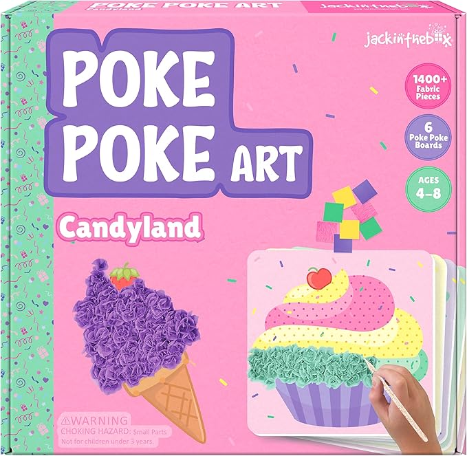 jackinthebox Poke Poke Art for Kids - Candyland Theme, Mess-Free Fabric Art and Craft, Flower Pressing Kits, Gift for Kids, Girl Gifts, DIY Activity Boy Gift, Toys for Girls and Boys Ages 4 5 6 7 8-BubblyBeeBaby