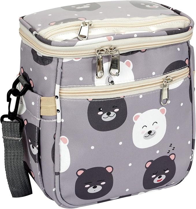 Baby Stroller Organizer Bag，Small Diaper Bag - Universal Stroller Organizer With Insulated Cup Holder,Pocket With Baby Wipes Dispenser，Adjustable Shoulder Strap (Light Gray)-BubblyBeeBaby