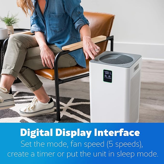 Kenmore PM3020 Air Purifiers with H13 True HEPA Filter, Covers Up to 1500 Sq.Foot, 24db SilentClean 3-Stage HEPA Filtration System, 5 Speeds for Home Large Room, Kitchens & Bedroom-BubblyBeeBaby