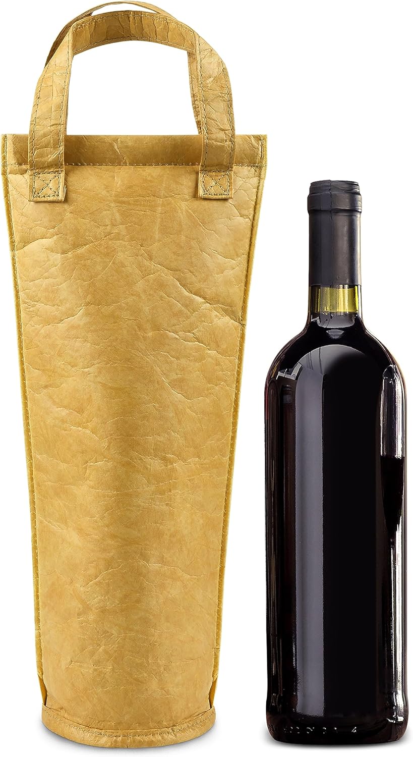 Tirrinia Single Wine Carrier Tote, Insulated Wine Cooler Bag for Travel, Picnic, & Wine Gifts – Thermal Padded Wine Bottle Holder Tote for Men & Women, Wine Gift for Wine Lovers, DuPont Paper
