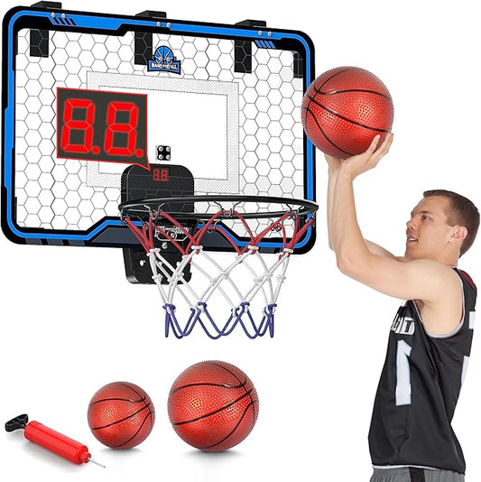 HopeRock Large Indoor Basketball Hoop for Kids Teens Adults, 24 X 16 Inch Over The Door Basketball Hoops with Electronic Scoreboard, Basketball Toys Birthday Gifts for Boys Girls-BubblyBeeBaby