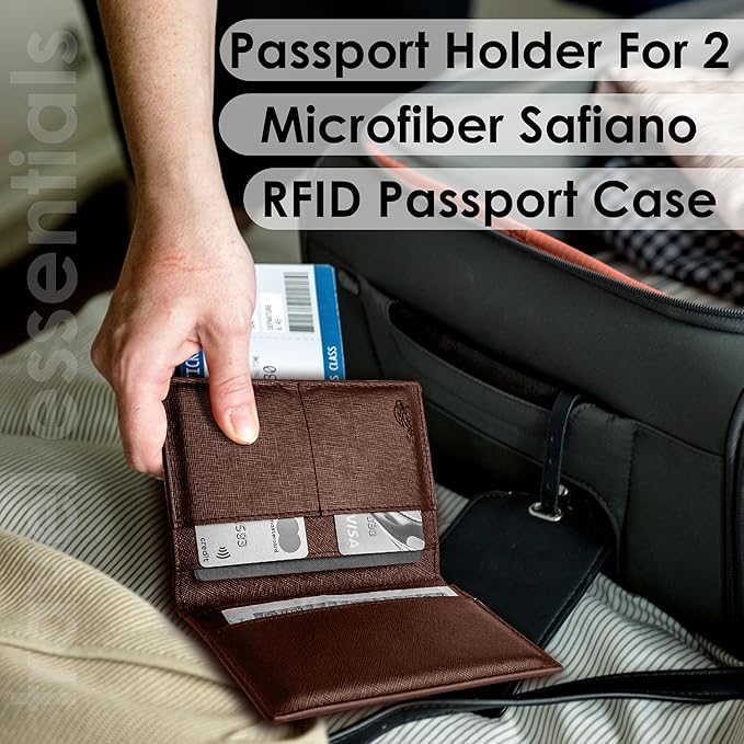 2 Passport Holder - Travel Essentials, RFID Blocking Wallet Credit Card Organiser, Plain Accessories Slim Cover For Men & Women-BubblyBeeBaby