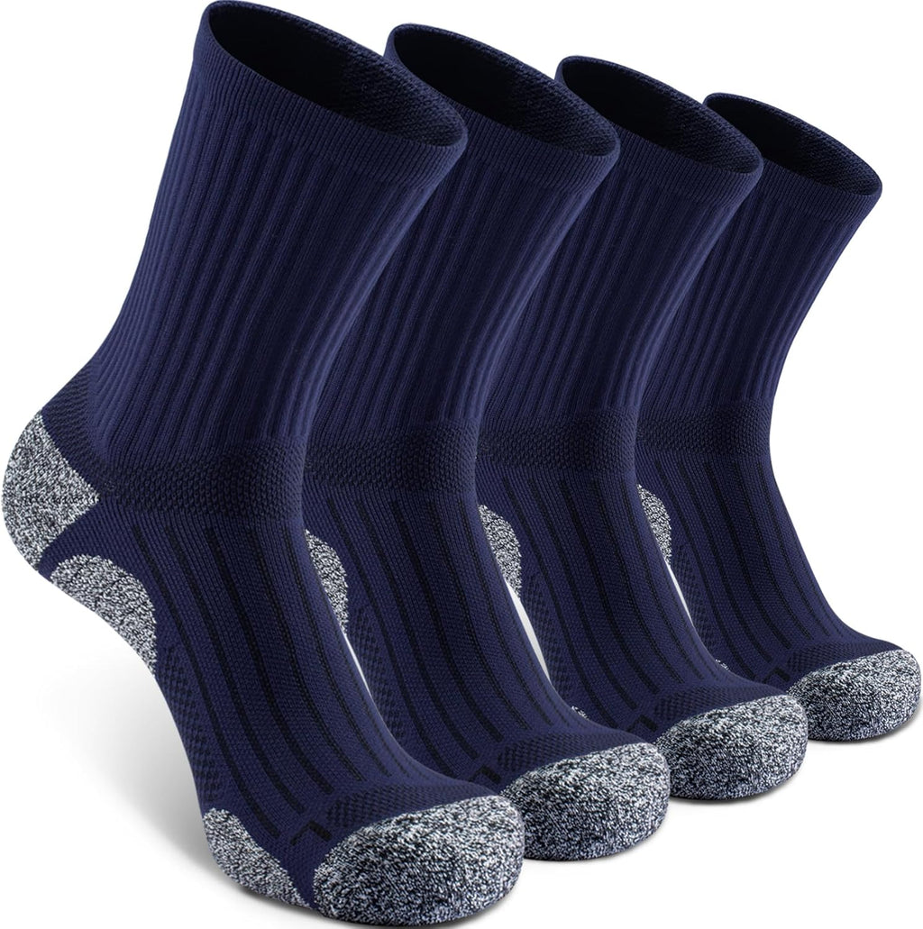 Elite Cushioned Compression Mid-crew Socks 4-Pack for Youth Women Men