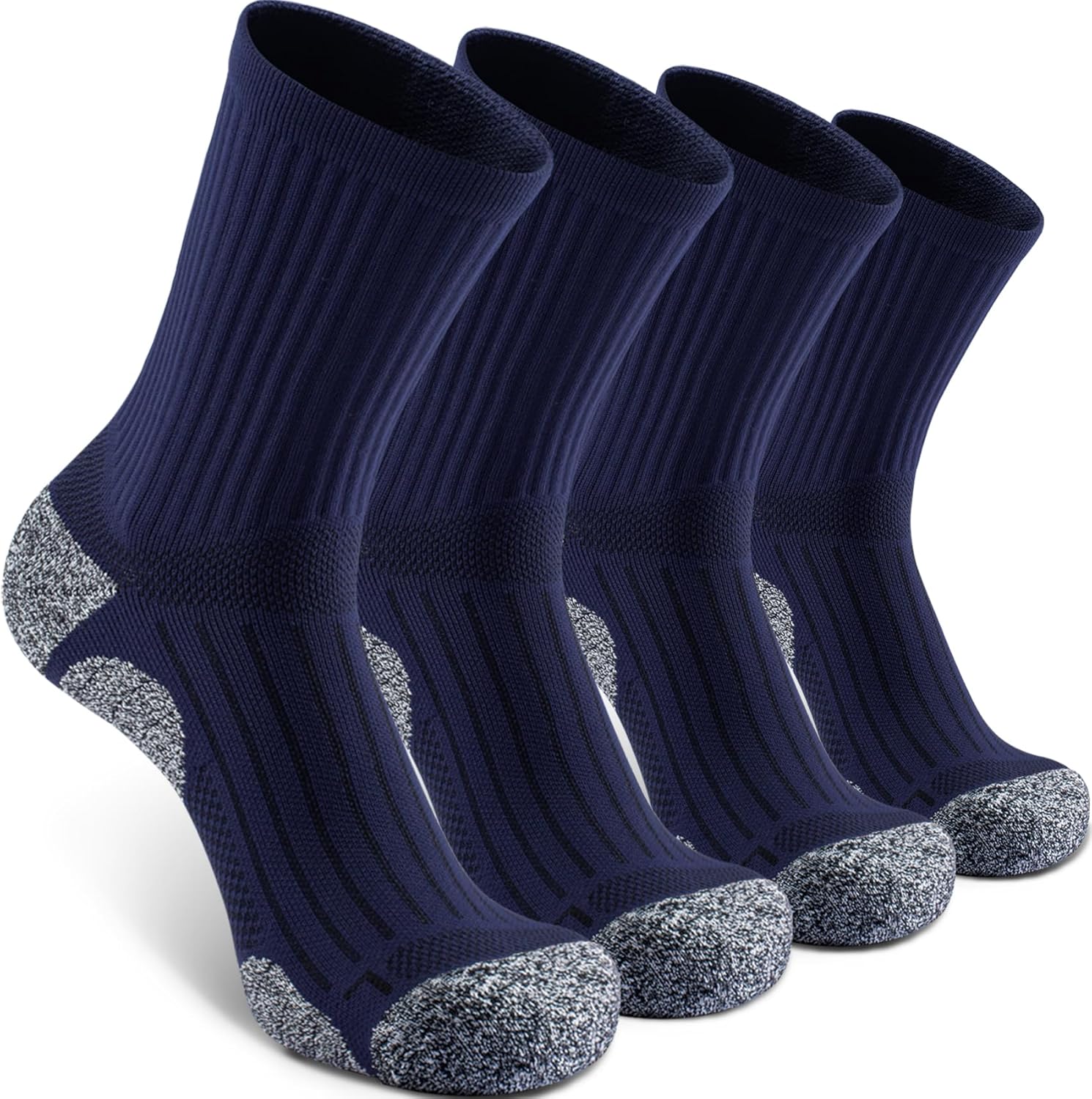 Elite Cushioned Compression Mid-crew Socks 4-Pack for Youth Women Men