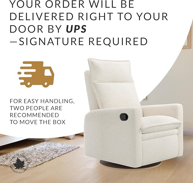 Jaymar Arya Modern Nursery Glider Recliner Chair – Cozy Nursing Chair with 360° Swivel for New Parents, Gentle Motion, Compact Design, High Back & Low Armrests, Canadian Made (Pearl/Puppy Fabric)-BubblyBeeBaby