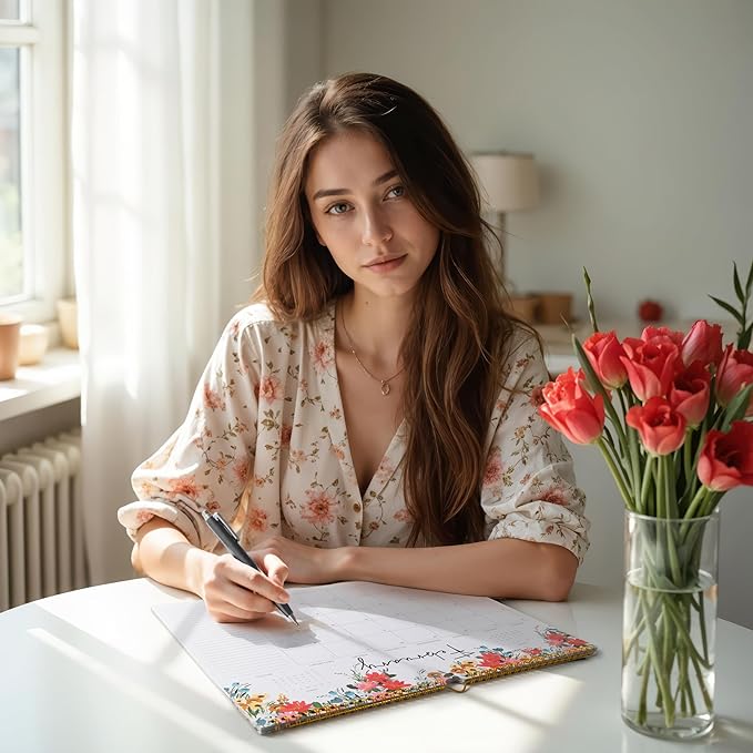 2025-2026 Calendar, Jokotha Wall Calendar 2025, Calendar Runs From Aug 2025 - Dec 2026, 15" x 12", Twin-Wire Binding, Hanging Hook, Floral Design-BubblyBeeBaby