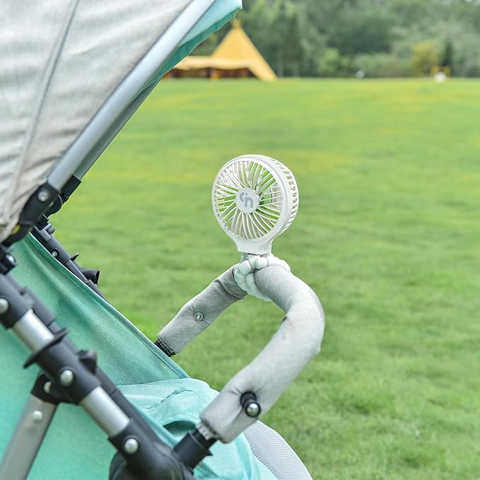 HomeLifairy Portable Stroller Fan, USB or Rechargeable Battery Operated with 3 Speeds and 360°Rotate, Cooling Clip On for Baby Crib Travel Car Seat White-BubblyBeeBaby