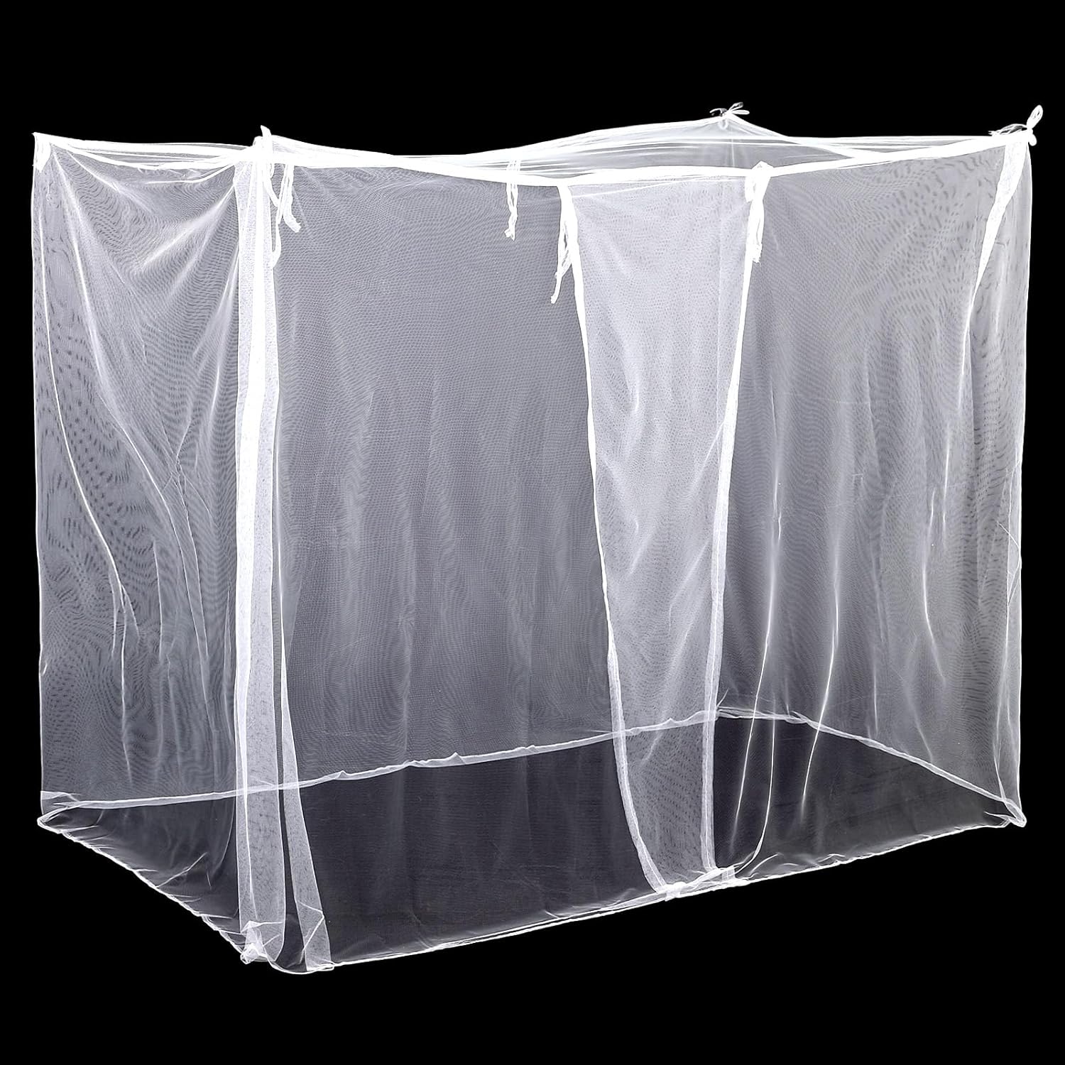 4 Corners Mosquito Net for Mosquiteros para Camas Bed Canopies Netting Bed Drapes Rectangular Mosquito Mesh for Camping Home Outdoor Travel (White,L75 X W35.5 X H59 Inch,Opening)