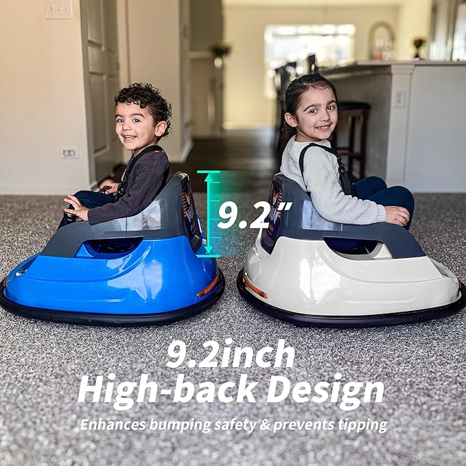 12V Kids Bumper Car, Electric Baby Bumper Car for Toddlers with Remote Control, 3 Speeds - White-BubblyBeeBaby