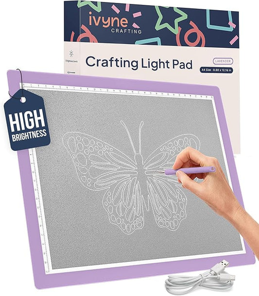 iVyne Corded Light Pad for Weeding Vinyl - A4 Light Box for Drawing - Light Board for Tracing - Light Box for Diamond Painting, Weeding Vinyl, Sketching, Tracing (Purple)-BubblyBeeBaby