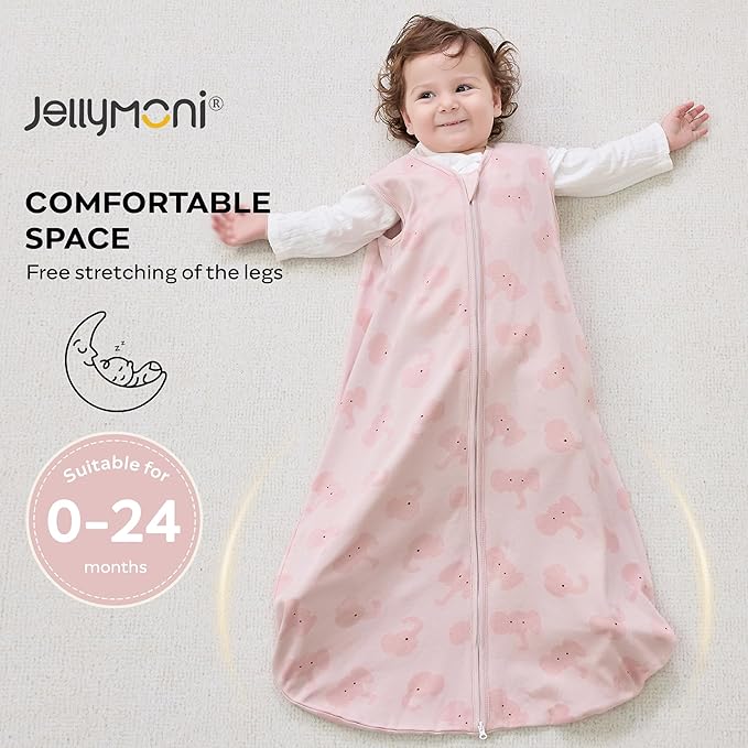 JELLYMONI Baby Sleep Sack 12-18 Months 0.5 Tog Wearable Blanket for Baby, 100% Cotton 3 Pack Infant Toddler Sleeping Sack Lightweight Soft 2-Way Zipper Sleepsack-BubblyBeeBaby