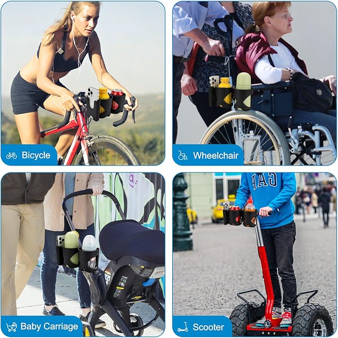 Accmor Universal Cup Holder, Stroller Cup Holder, 360° Rotatable Large Caliber Designed Bottle Holder for Stroller, Bike, Wheelchair, Walker, Scooter-BubblyBeeBaby