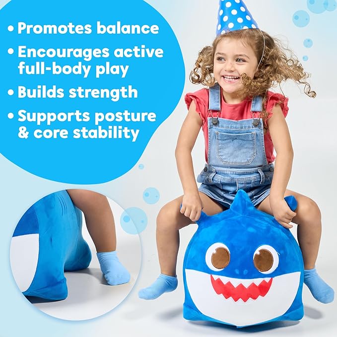 JITTERYGIT Baby Shark Bouncy Animal Plush - Daddy Shark Official Nickelodeon Music & Sing Toy - Christmas & Birthday Gifts for Kids & Toddlers (Boys & Girls) Ages 2-4 Years Old (Blue)-BubblyBeeBaby