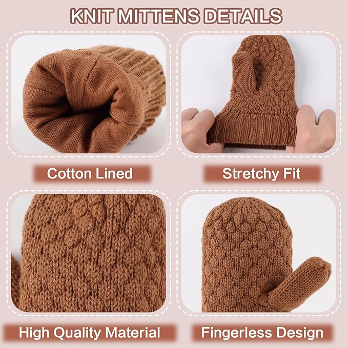 Baby Knit Mittens Toddler Boys Girls Gloves Winter Infant Newborn No Scratch Mitten 0-3 Years-BubblyBeeBaby