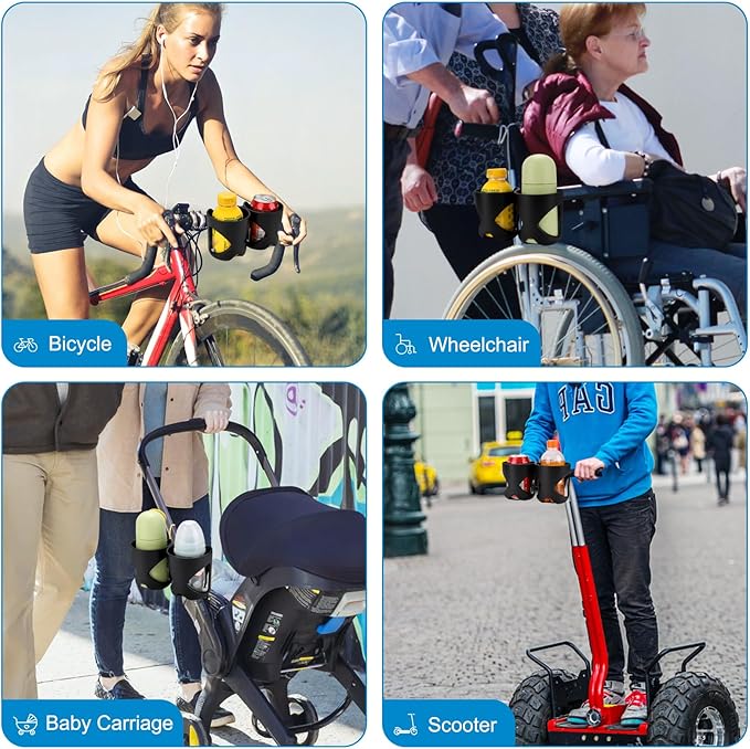 Accmor Universal Cup Holder, Stroller Cup Holder, 360° Rotatable Large Caliber Designed Bottle Holder for Stroller, Bike, Wheelchair, Walker, Scooter-BubblyBeeBaby
