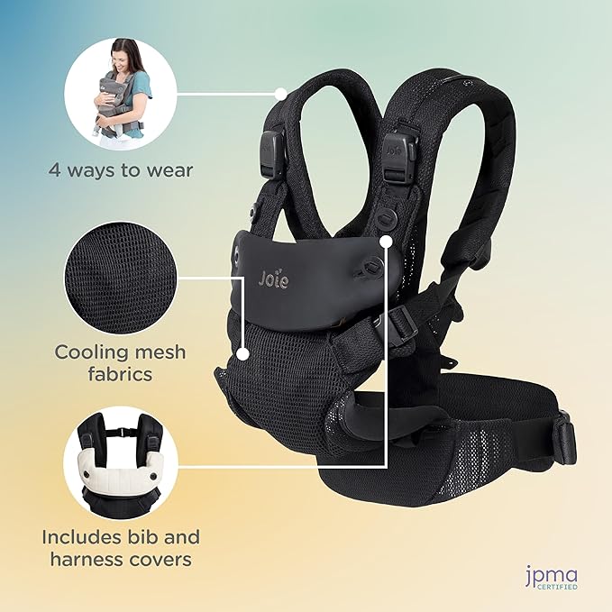 Joie Savvy Air 4-in-1 Mesh Baby Carrier – Breathable, Ergonomic Baby Carrier with 4 Carry Positions, Cooling Mesh Fabric, Padded Straps, and Lumbar Support (Bisque)-BubblyBeeBaby