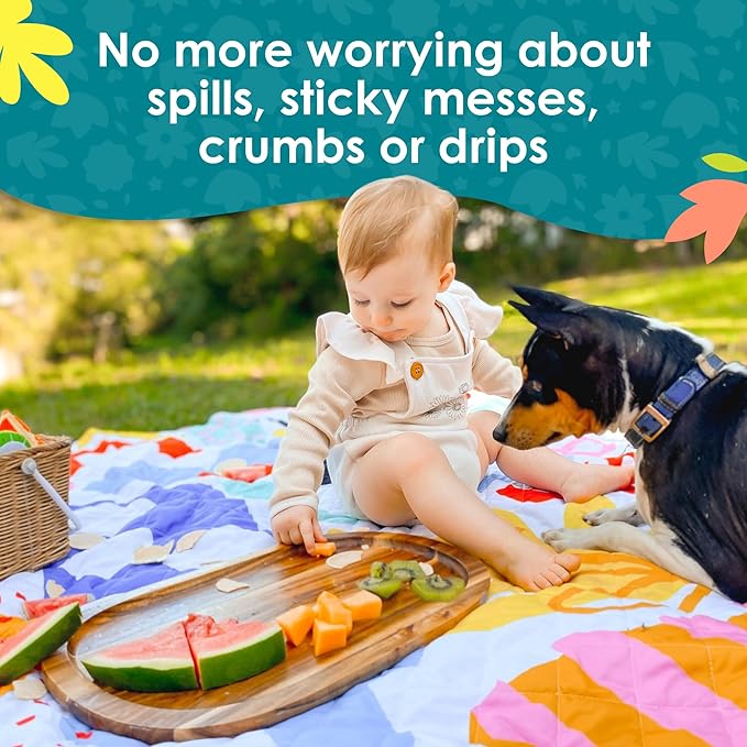 Jumbo Picnic Rug, Large Picnic Mat, 6'7" x 6'7", Outdoor Waterproof Picnic Blanket Beach Mat, Foldable & Waterproof, Picnic Blankets Ideal for Beach & Park, Outdoor Blanket, Pop Pip Pow-BubblyBeeBaby