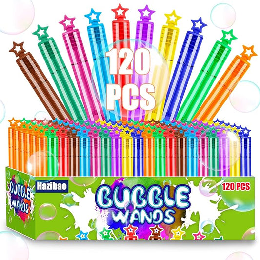 120 Pack 10 Colors Bulk Bubble Wands,Party Favors Bubbles Wand for Kids,Perfect for Wedding,Summer Outdoor Toys,Goody Bags Stuffer Bubbles,Carnival Prize,Birthday-BubblyBeeBaby