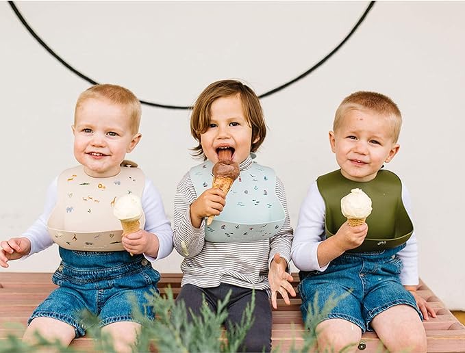 Loulou Lollipop Soft, Waterproof Silicone Feeding Bib-BubblyBeeBaby