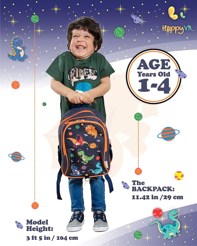 HappyVk- Backpack with Leash for Kids-Anti Lost Walking Toddler Leash-Dinosaur design-for 1-4 Years Old Boys, Girls-BubblyBeeBaby
