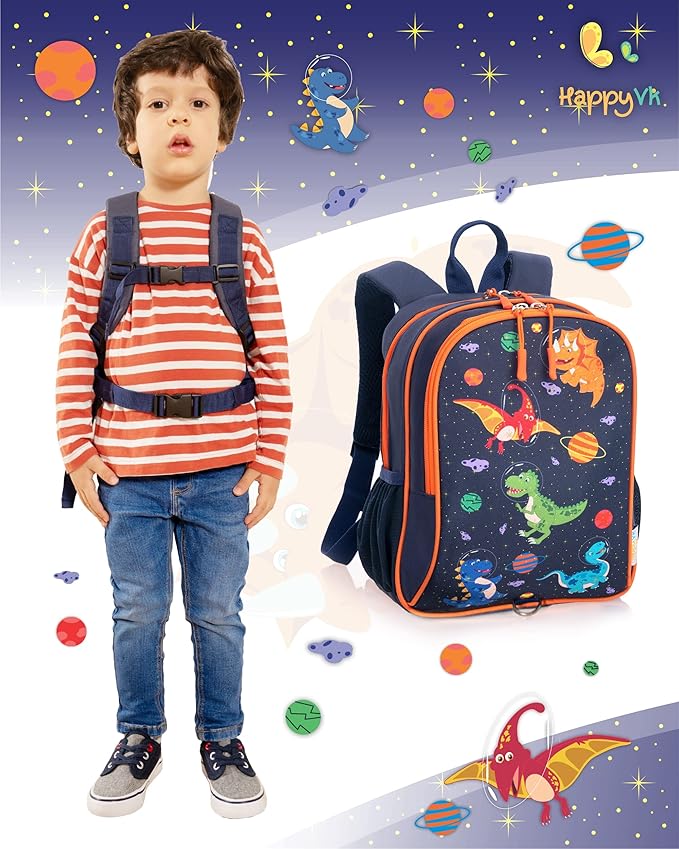HappyVk- Backpack with Leash for Kids-Anti Lost Walking Toddler Leash-Dinosaur design-for 1-4 Years Old Boys, Girls-BubblyBeeBaby
