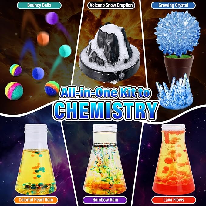 250 Experiments Kits for Kids, Science S.T.E.M Projects Scientific Toys for Boys Girls Gifts Ideas Birthday Christmas, Erupting Volcano, Planet, Bouncy Ball,Chemistry Scientist Set-BubblyBeeBaby